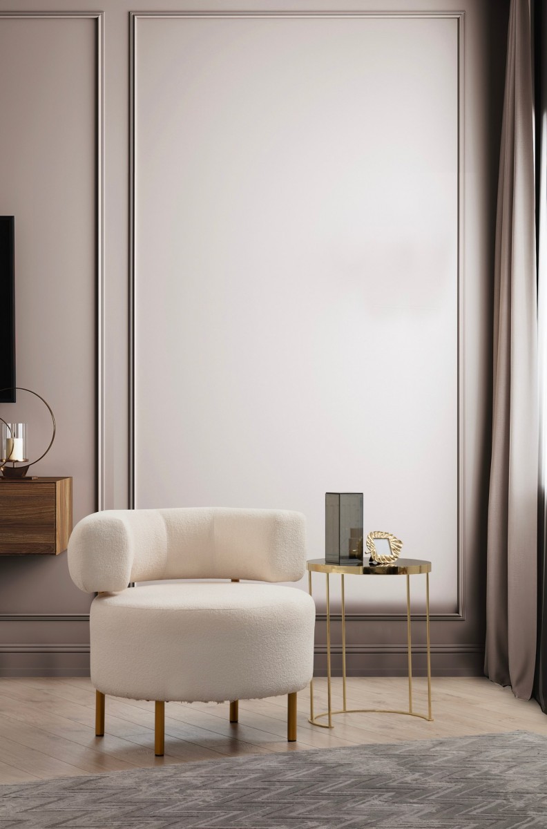 Hanah Home Designové křeslo River bílé/zlaté - Obrázek 2