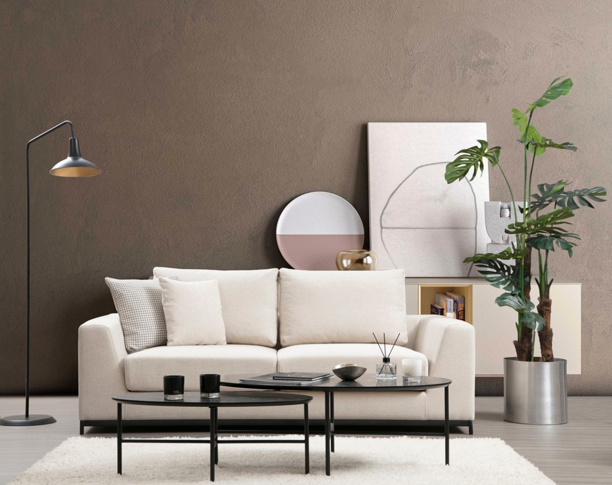 Hanah Home Dvoumístná pohovka Line 201 cm béžová - Obrázek 2