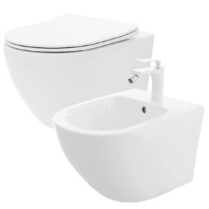Sada závěsné WC mísy REA CARLO FLAT Mini Rimless + závěsného Bidetu REA CARLO Mini