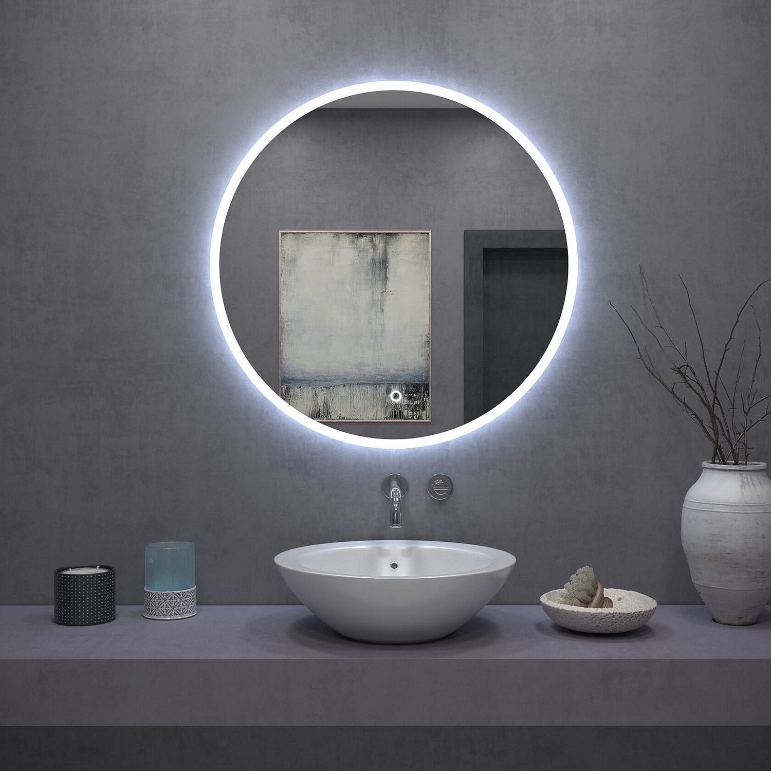 Tutumi Zrcadlo ⌀70 cm s regulovatelným LED osvětlením HOM-02823