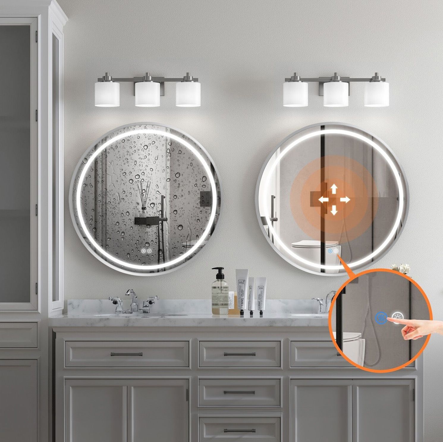 Tutumi Zrcadlo ⌀70 cm s vyhříváním a regulovatelným LED osvětlením HOM-06506