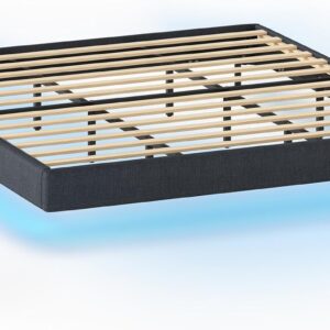 VASAGLE Dvoulůžková postel Timaro 180x200 s nabíjecí stanicí a LED osvětlením šedá