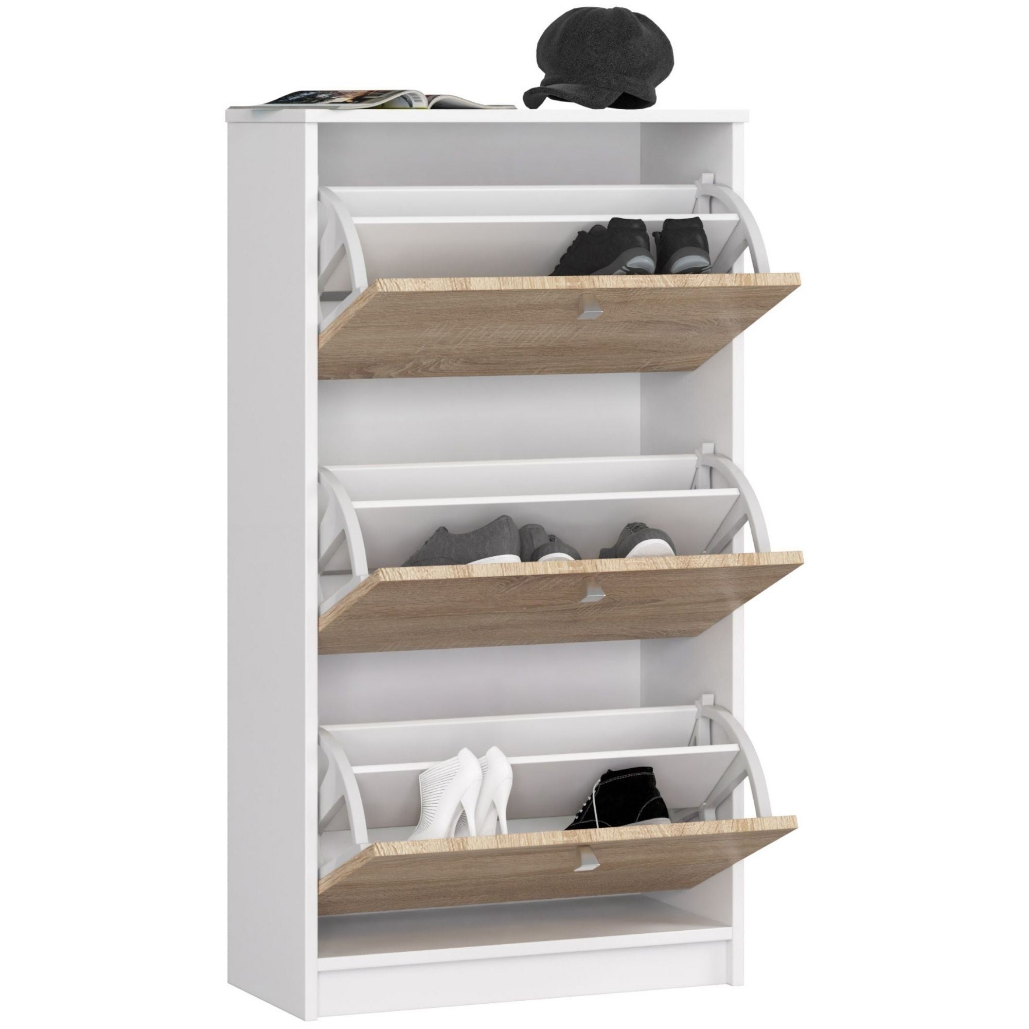 Ak furniture Botník Kara 60 cm dub sonoma/bílý - Obrázek 2