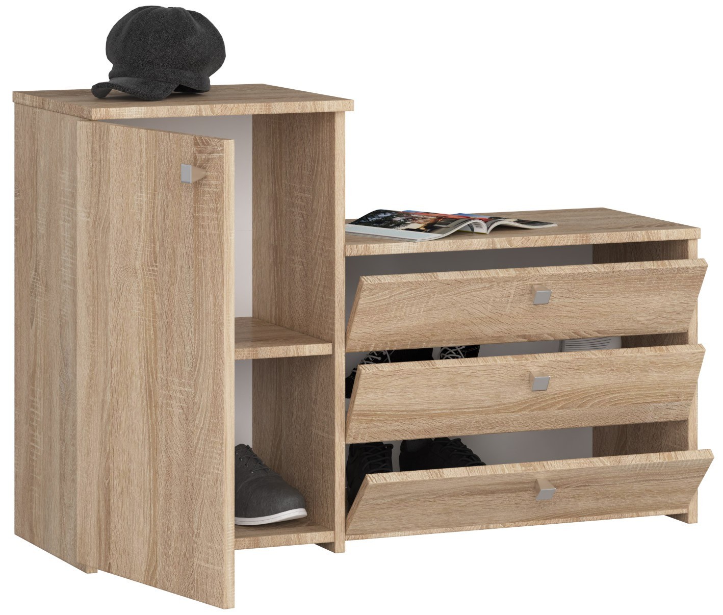 Ak furniture Botník s komodou S16 dub sonoma - Obrázek 2