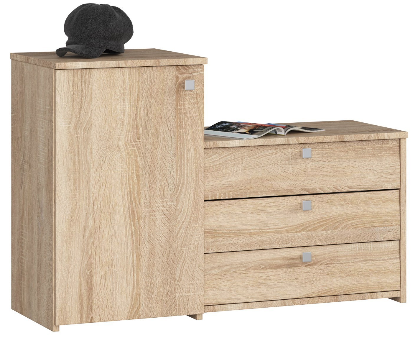 Ak furniture Botník s komodou S16 dub sonoma