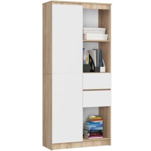Ak furniture Kancelářská knihovna Rexa dub sonoma/bílá