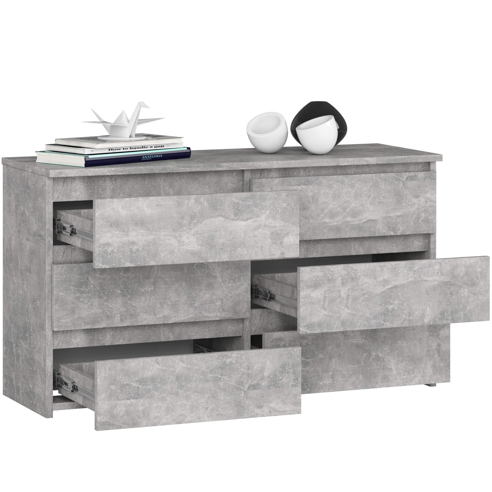 Ak furniture Komoda CL 100 cm 6 zásuvek beton - Obrázek 2