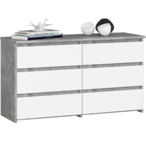 Ak furniture Komoda CL 100 cm 6 zásuvek beton/bílá