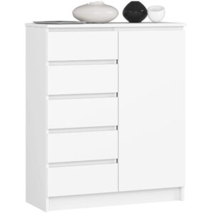 Ak furniture Komoda JERRY 80 cm 1 dveře 5 zásuvek bílá