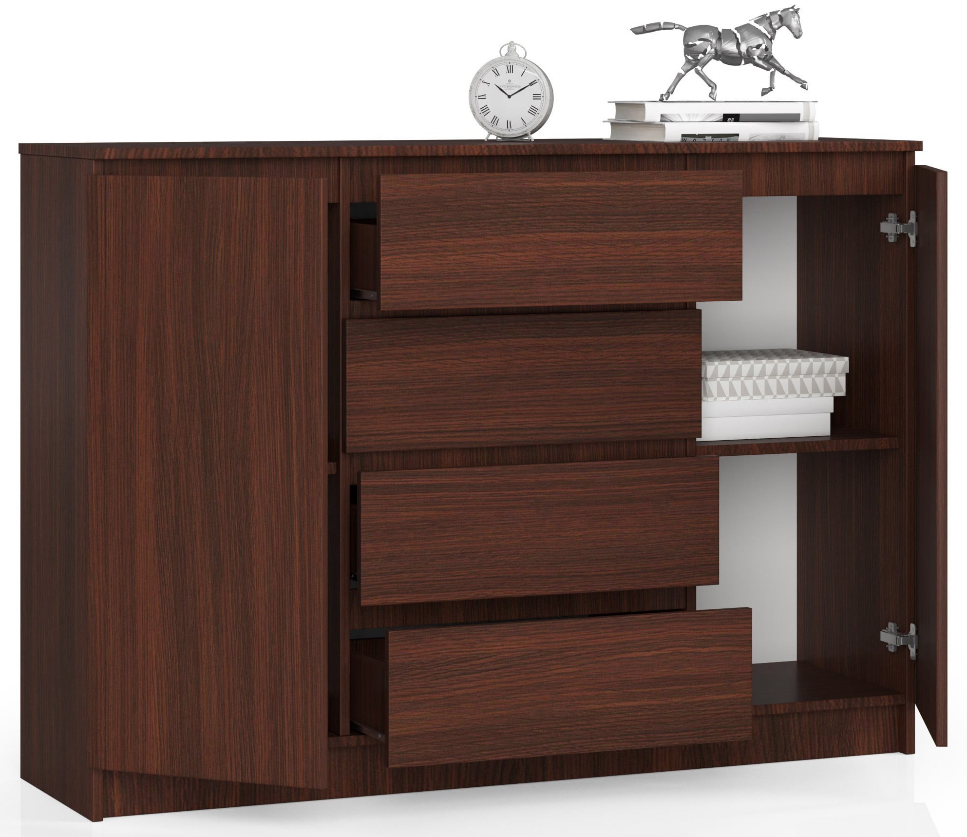 Ak furniture Komoda Kryštof 140 cm 2 skříňky a 4 šuplíky wenge - Obrázek 2
