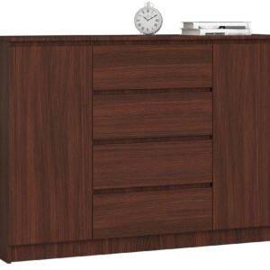 Ak furniture Komoda Kryštof 140 cm 2 skříňky a 4 šuplíky wenge