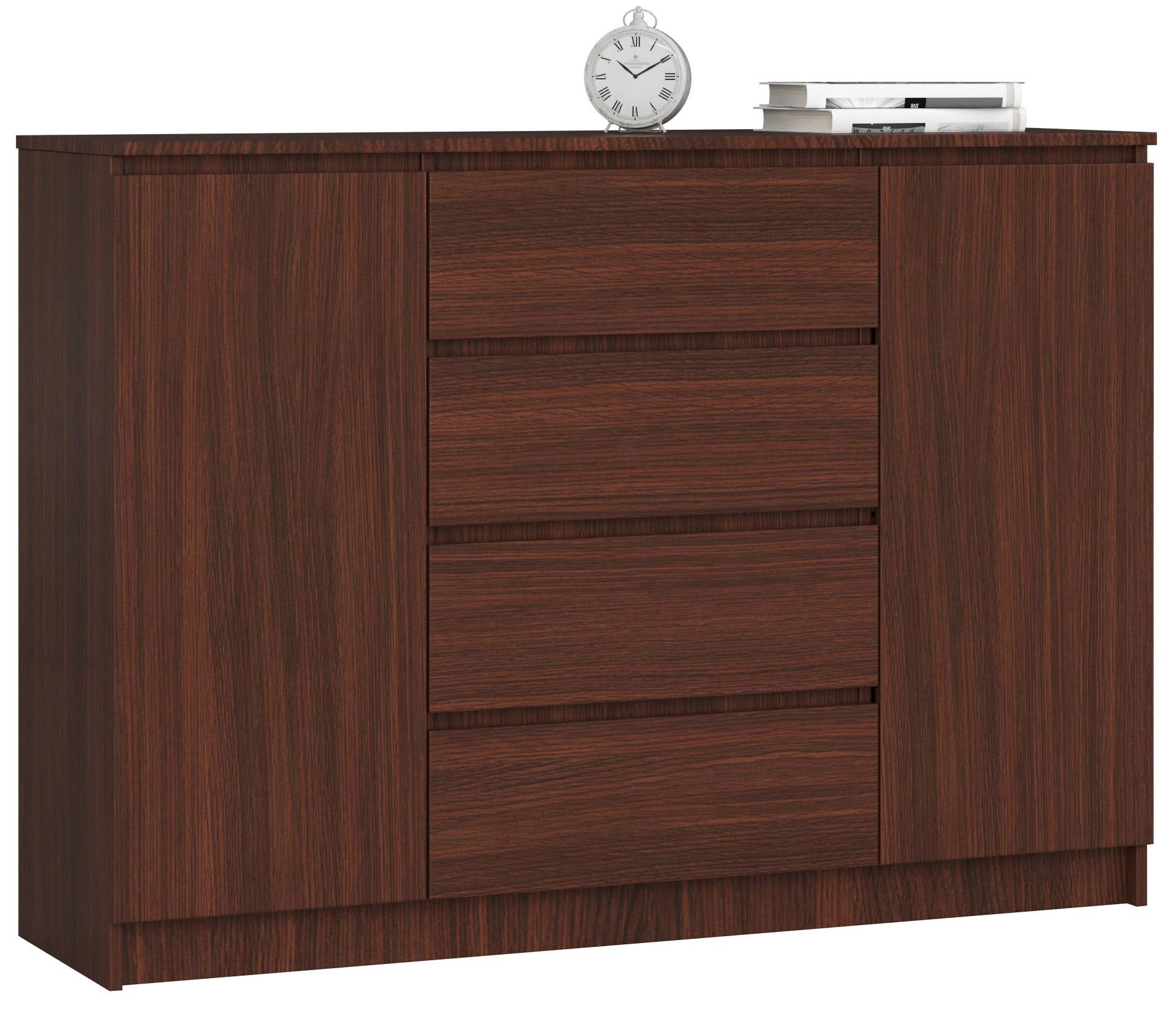 Ak furniture Komoda Kryštof 140 cm 2 skříňky a 4 šuplíky wenge