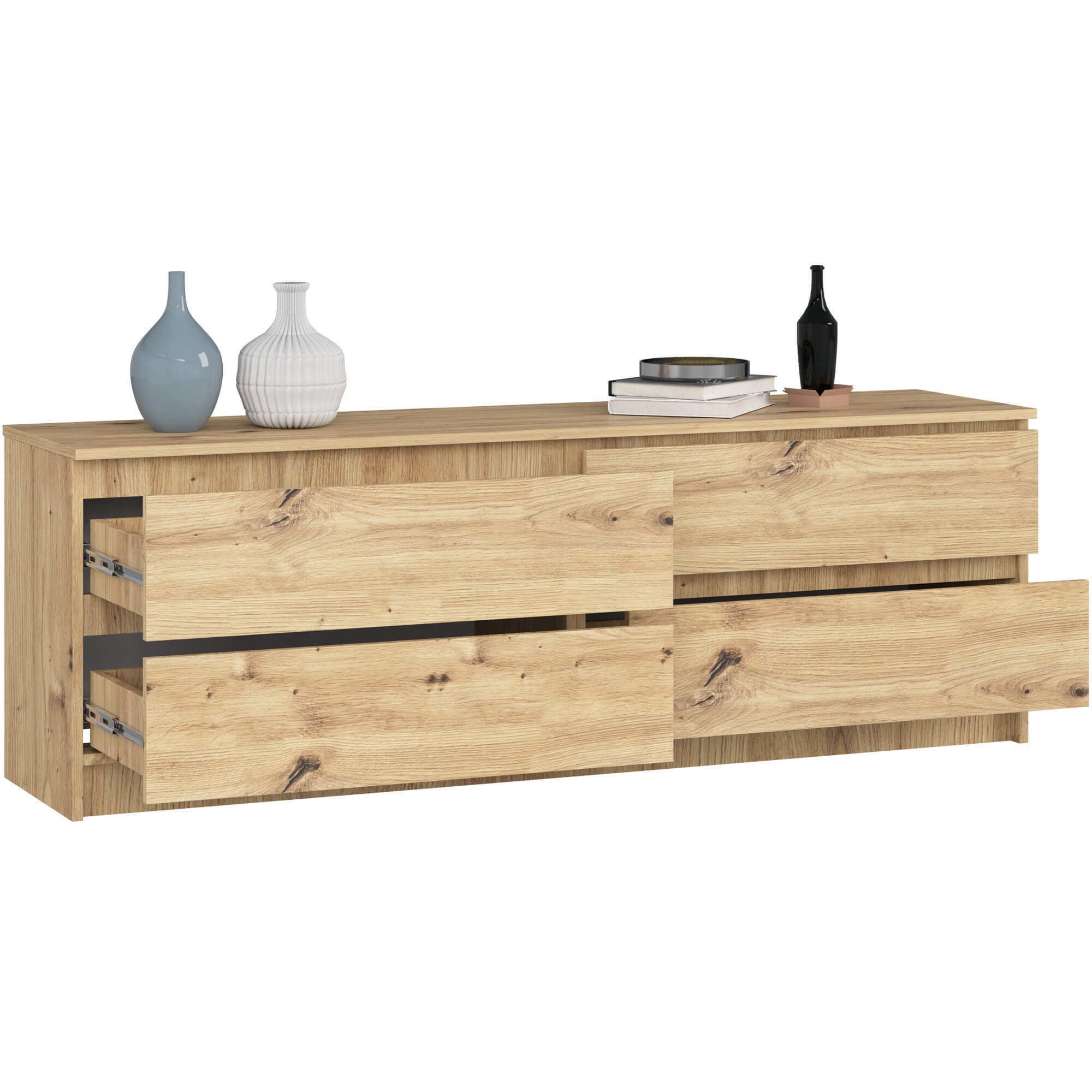 Ak furniture Komoda Kuba 160 cm 4 šuplíky dub artisan - Obrázek 2