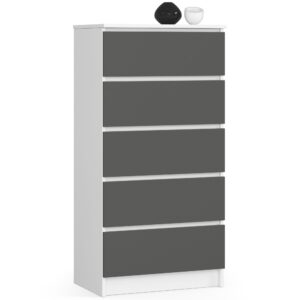 Ak furniture Komoda Kuba 60 cm - 5 šuplíků bílá/grafitová