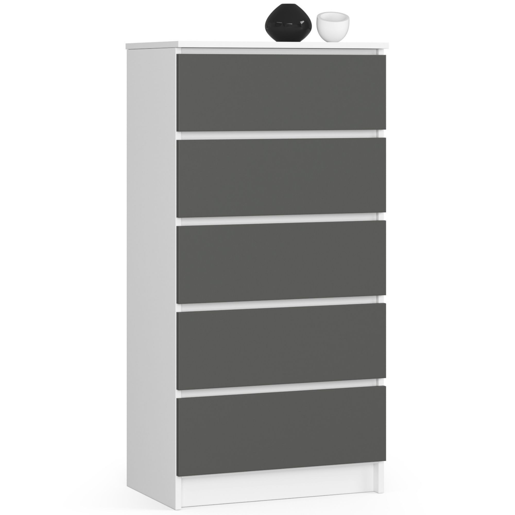 Ak furniture Komoda Kuba 60 cm - 5 šuplíků bílá/grafitová