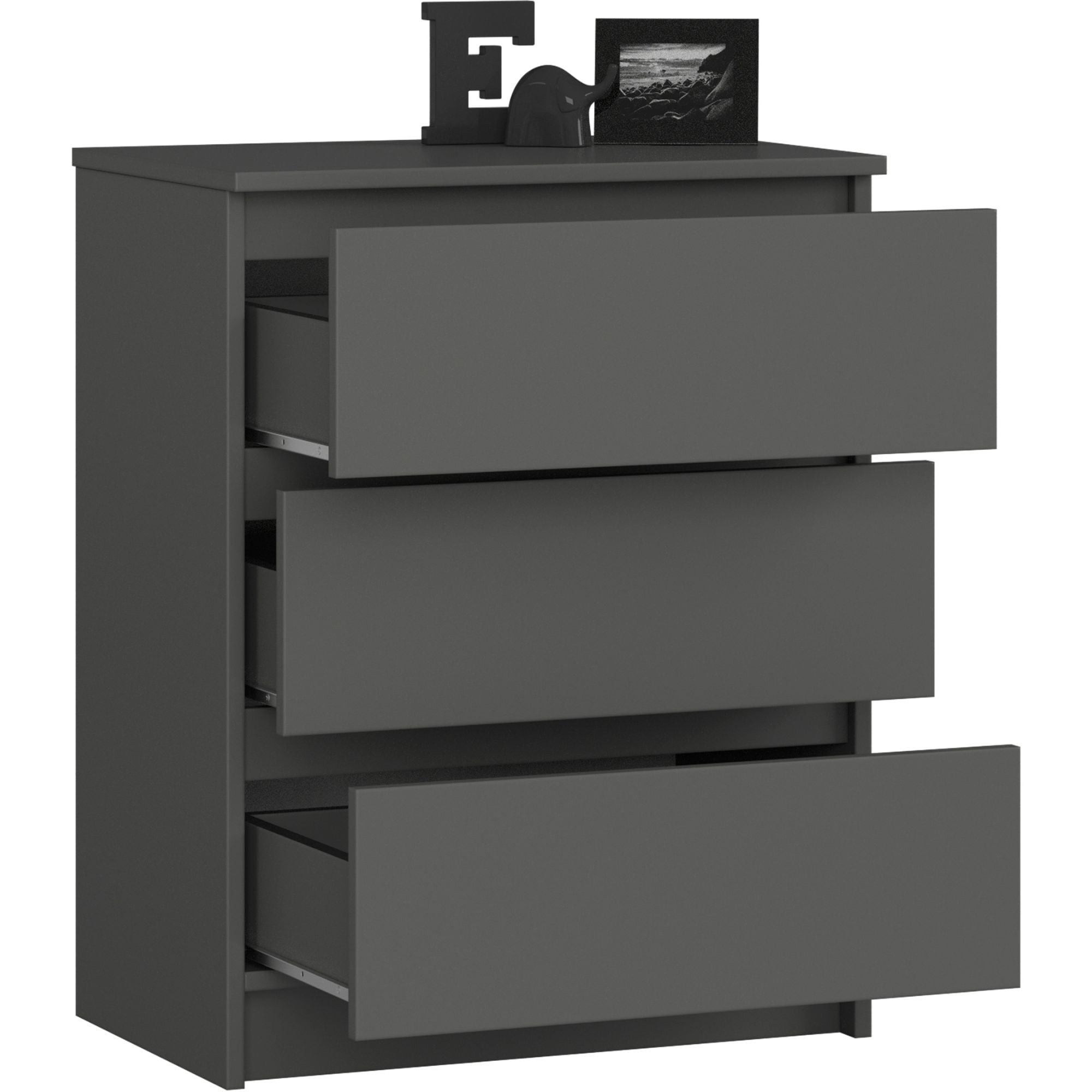 Ak furniture Komoda Kuba 60 cm se 3 zásuvkami grafitová - Obrázek 2