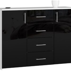 Ak furniture Komoda Torvi K 110 cm bílá/černá lesklá