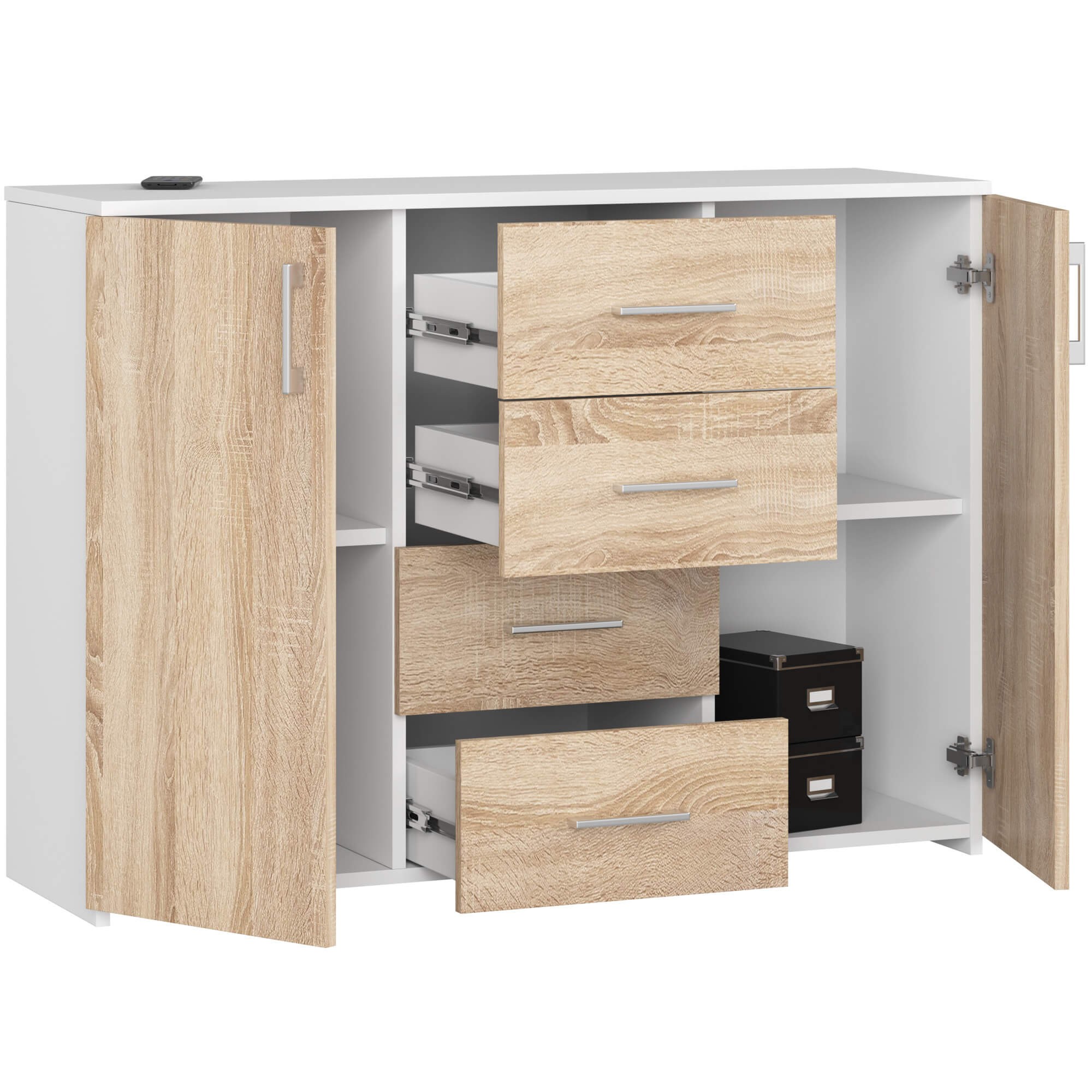 Ak furniture Komoda Torvi K 110 cm bílá/dub sonoma - Obrázek 2