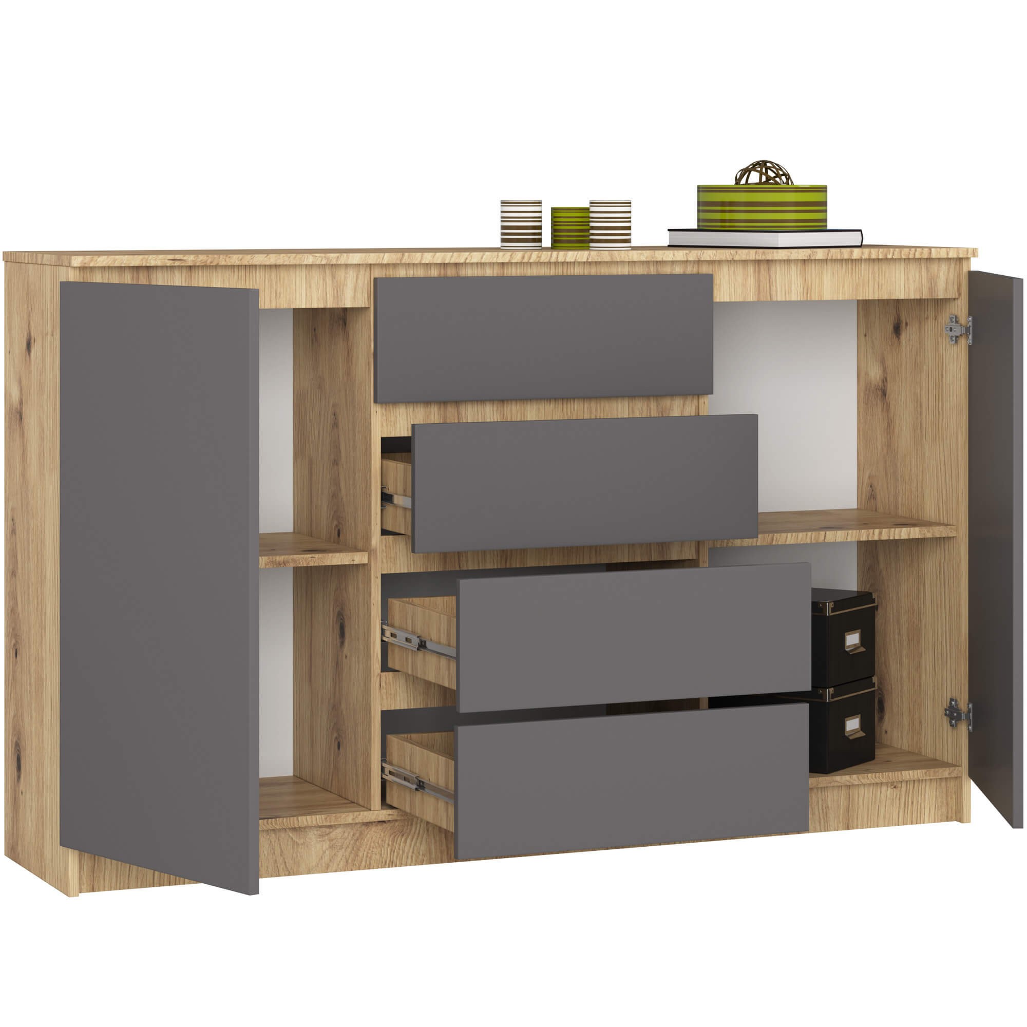 Ak furniture Komoda Tove K 160 cm dub artisan/šedý grafit - Obrázek 2