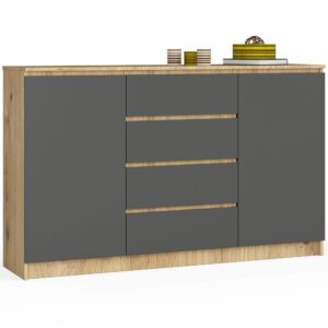 Ak furniture Komoda Tove K 160 cm dub artisan/šedý grafit