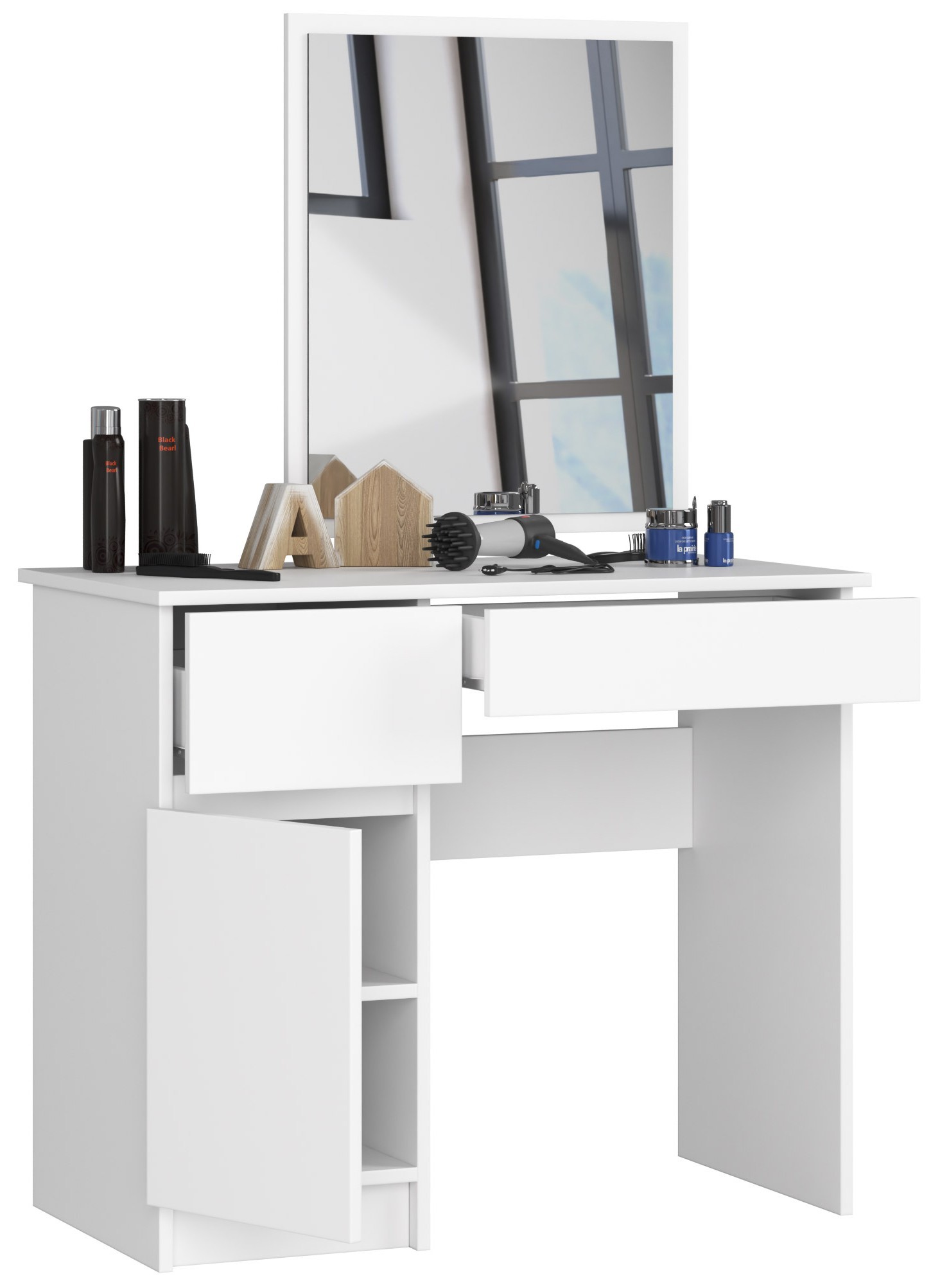 Ak furniture Kosmetický stolek se zrcadlem P-2 II 90x50 cm bílý levý - Obrázek 2