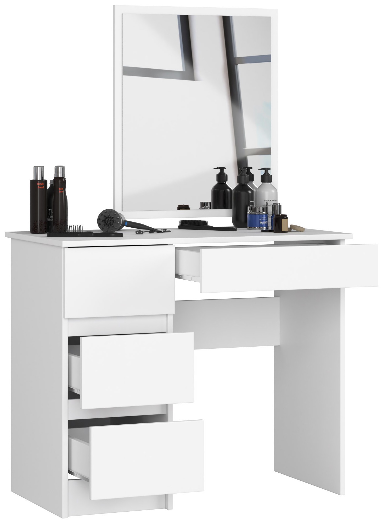 Ak furniture Kosmetický stolek se zrcadlem T-6 90x50 cm bílý levý - Obrázek 2