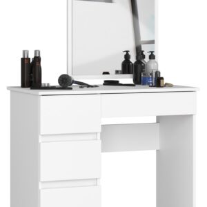 Ak furniture Kosmetický stolek se zrcadlem T-6 90x50 cm bílý levý