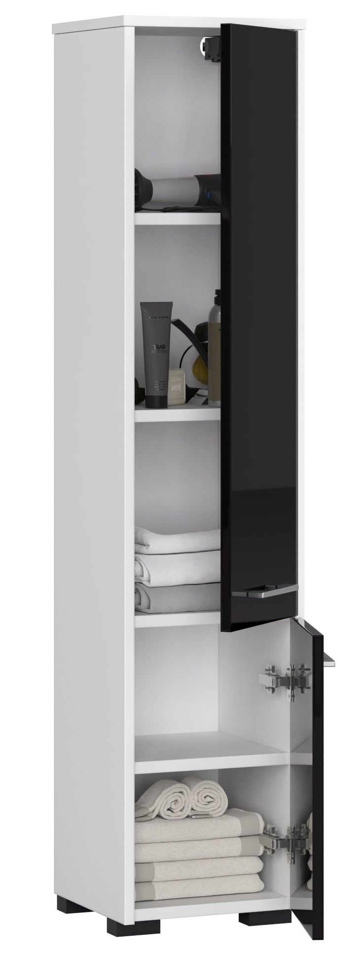 Ak furniture Koupelnová skříňka Fin I 30 cm bílá/černá lesk - Obrázek 2