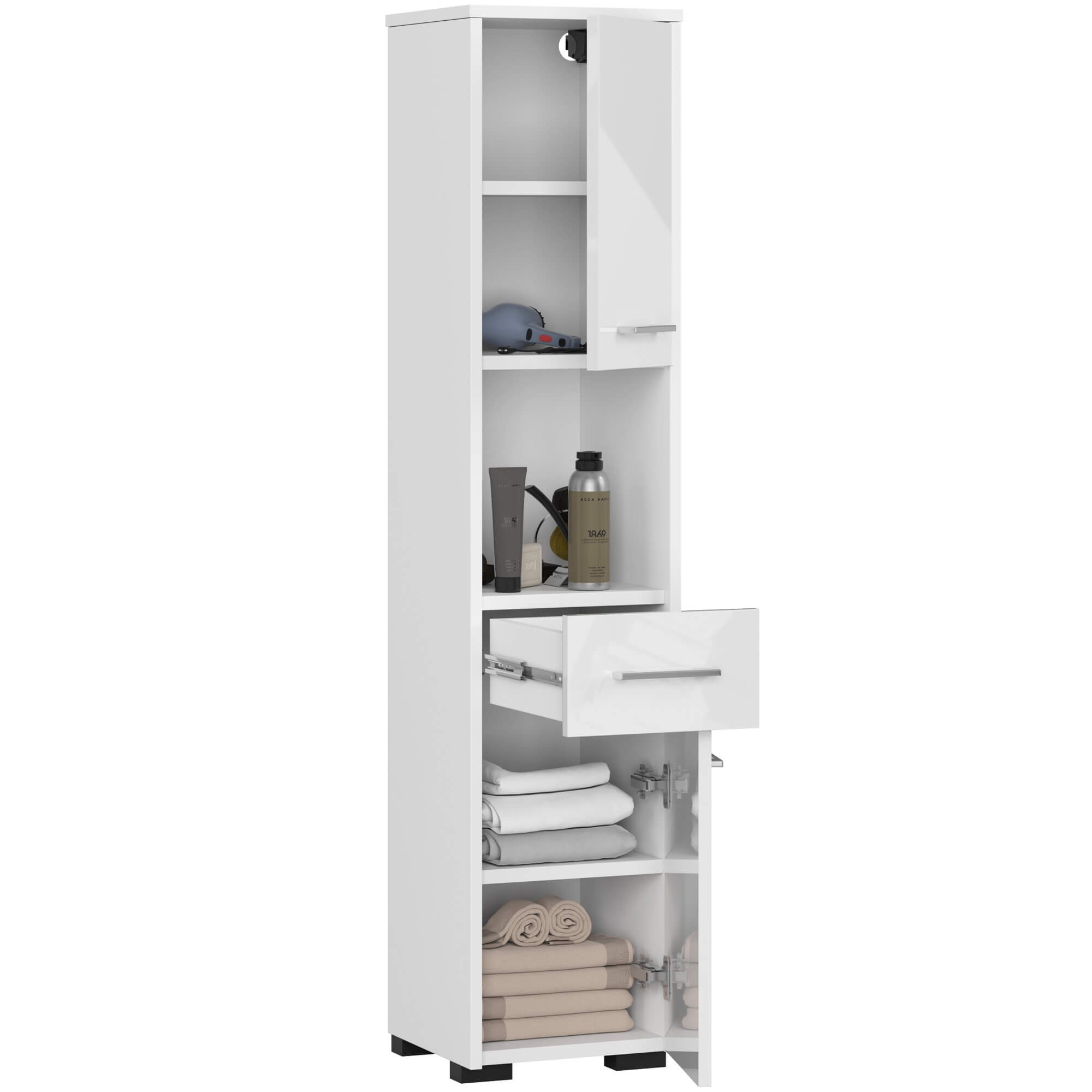 Ak furniture Koupelnová skříňka Fin II 30 cm bílá lesk - Obrázek 2