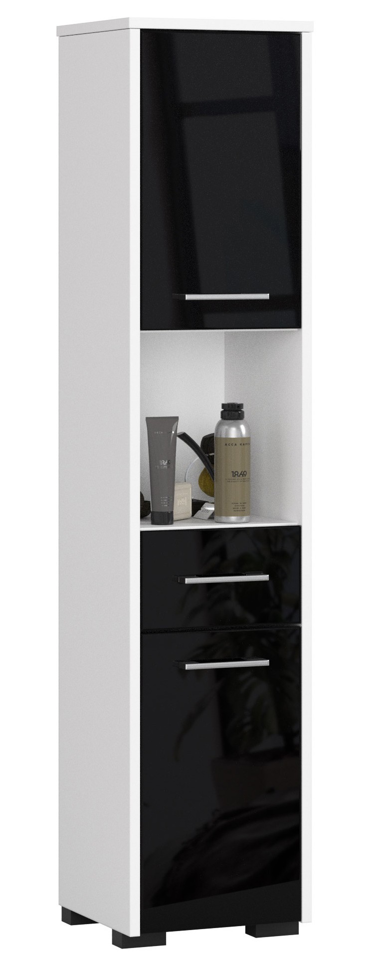 Ak furniture Koupelnová skříňka Fin II 30 cm bílá/černá lesk