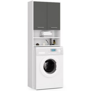 Ak furniture Koupelnová skříňka nad pračku Fin bílá/šedá