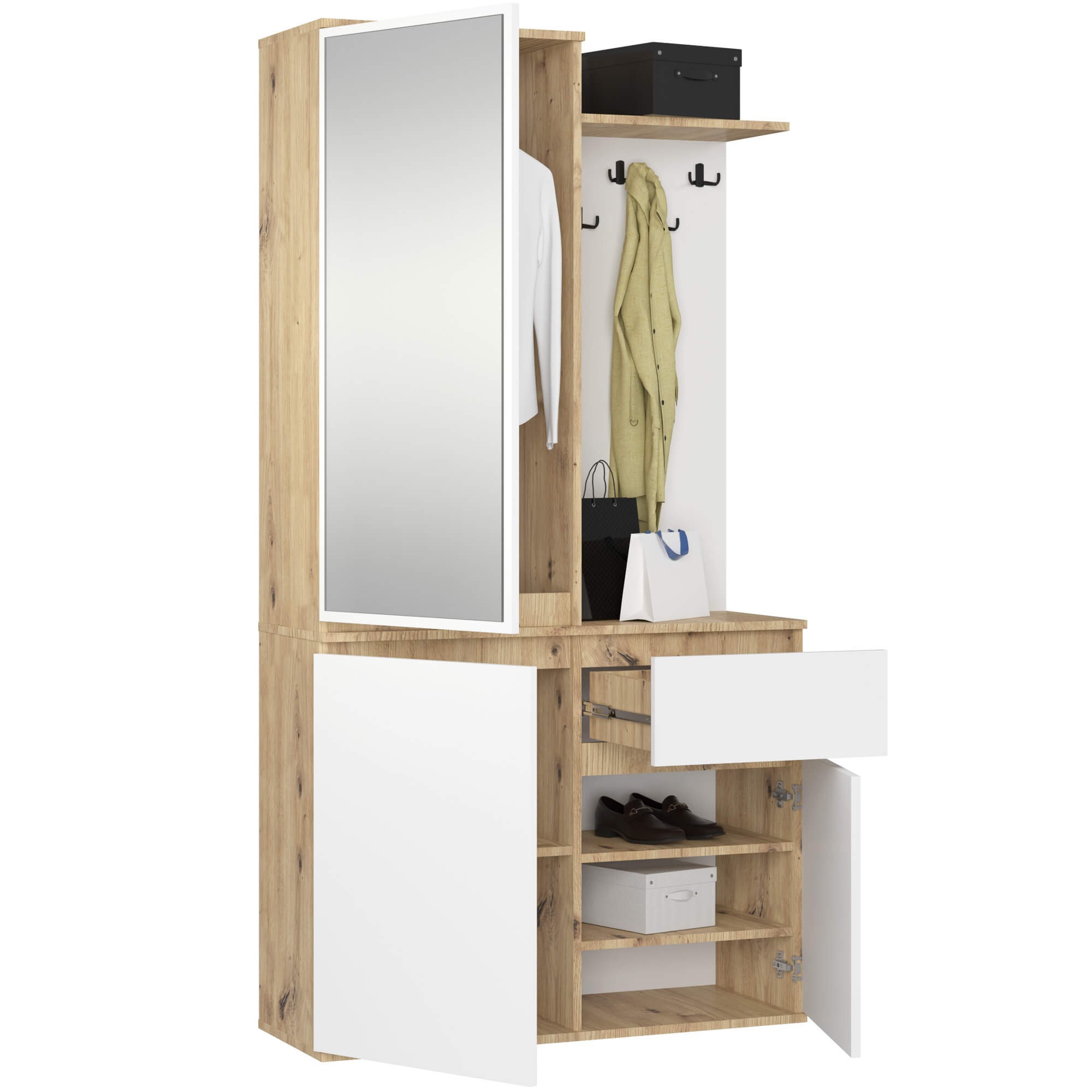 Ak furniture Předsíňová stěna Entro bílá/dub artisan - Obrázek 2