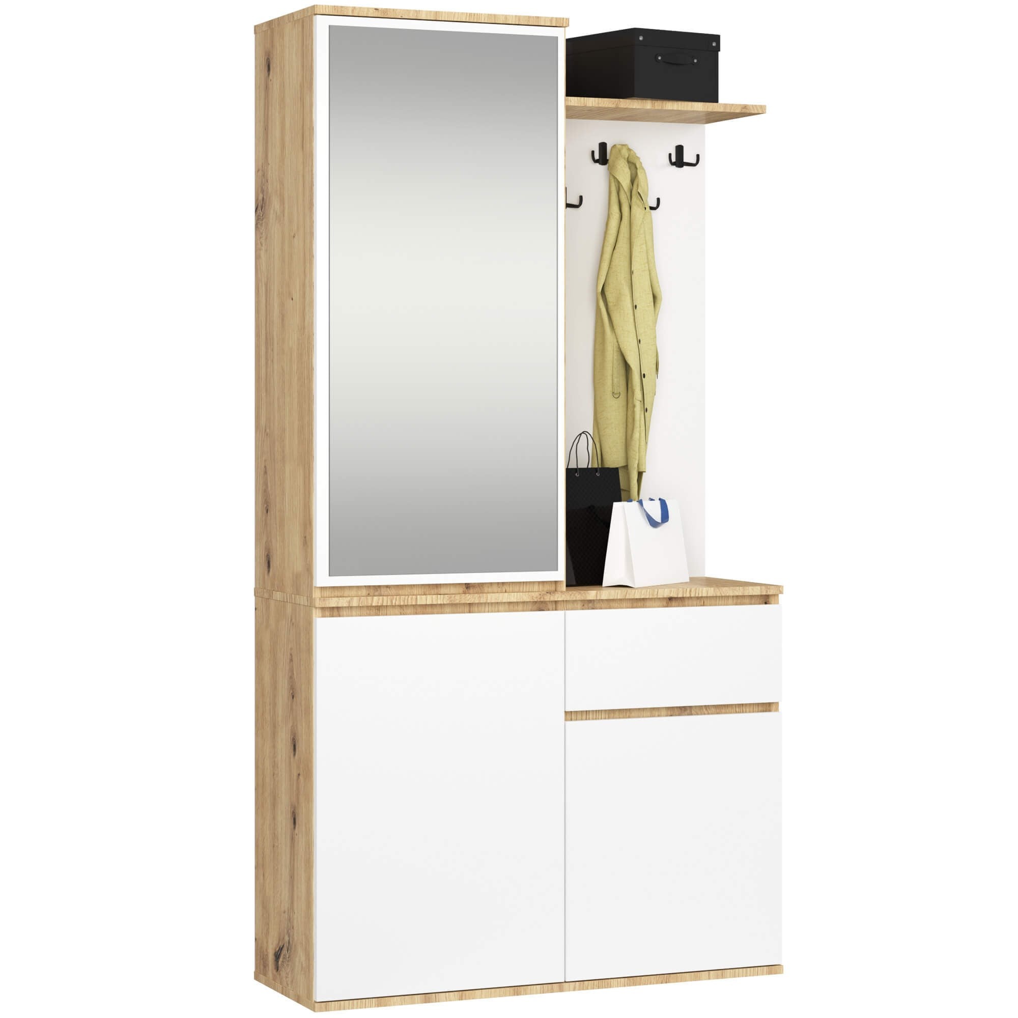 Ak furniture Předsíňová stěna Entro bílá/dub artisan