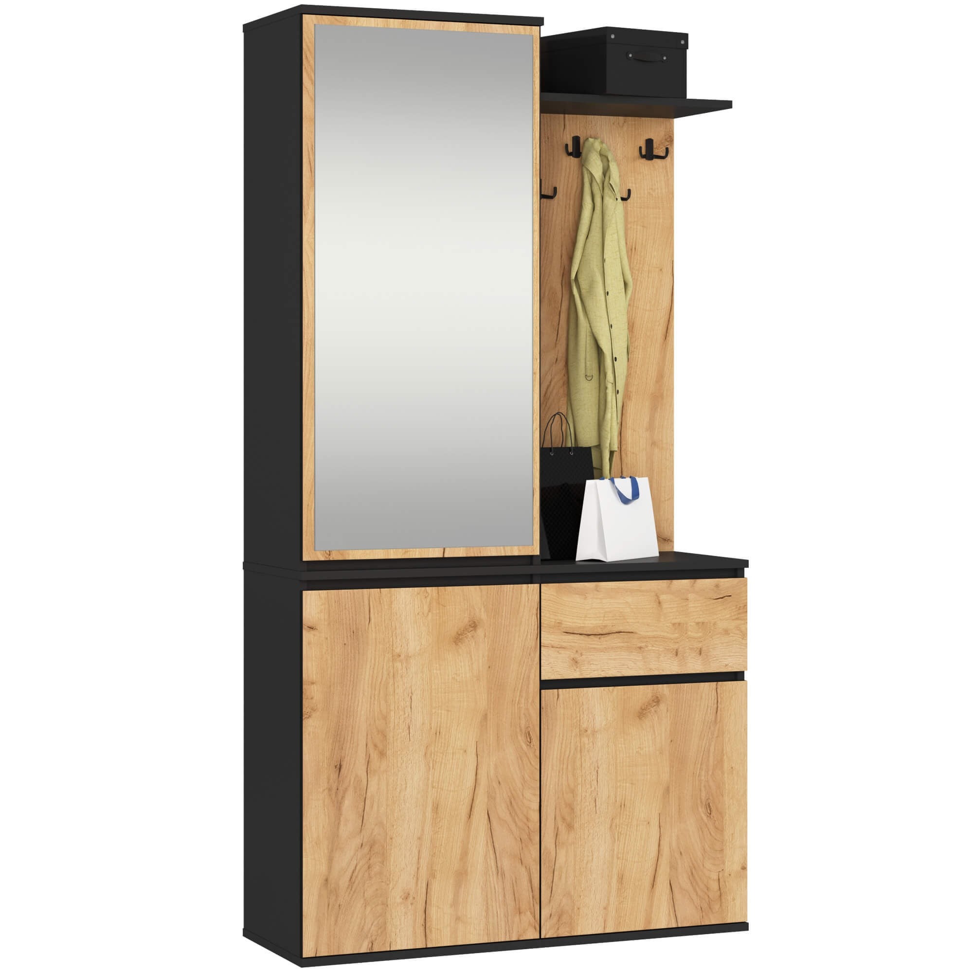 Ak furniture Předsíňová stěna Entro černá/dub craft