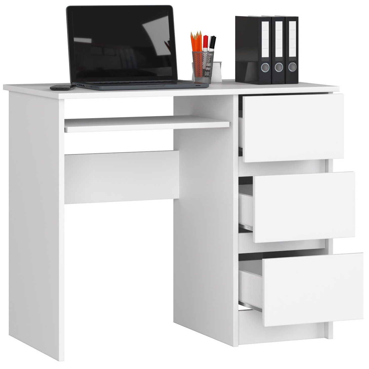 Ak furniture Psací stůl A-6 90 cm bílý pravý - Obrázek 2