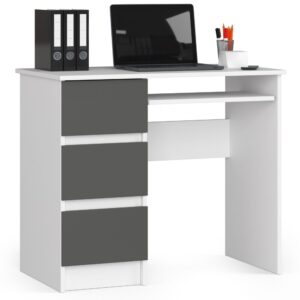 Ak furniture Psací stůl A-6 90 cm bílý/grafitově šedý levý
