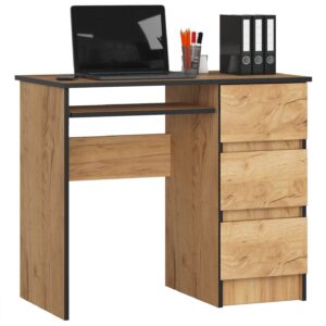 Ak furniture Psací stůl A-6 90 cm dub craft zlatý pravý