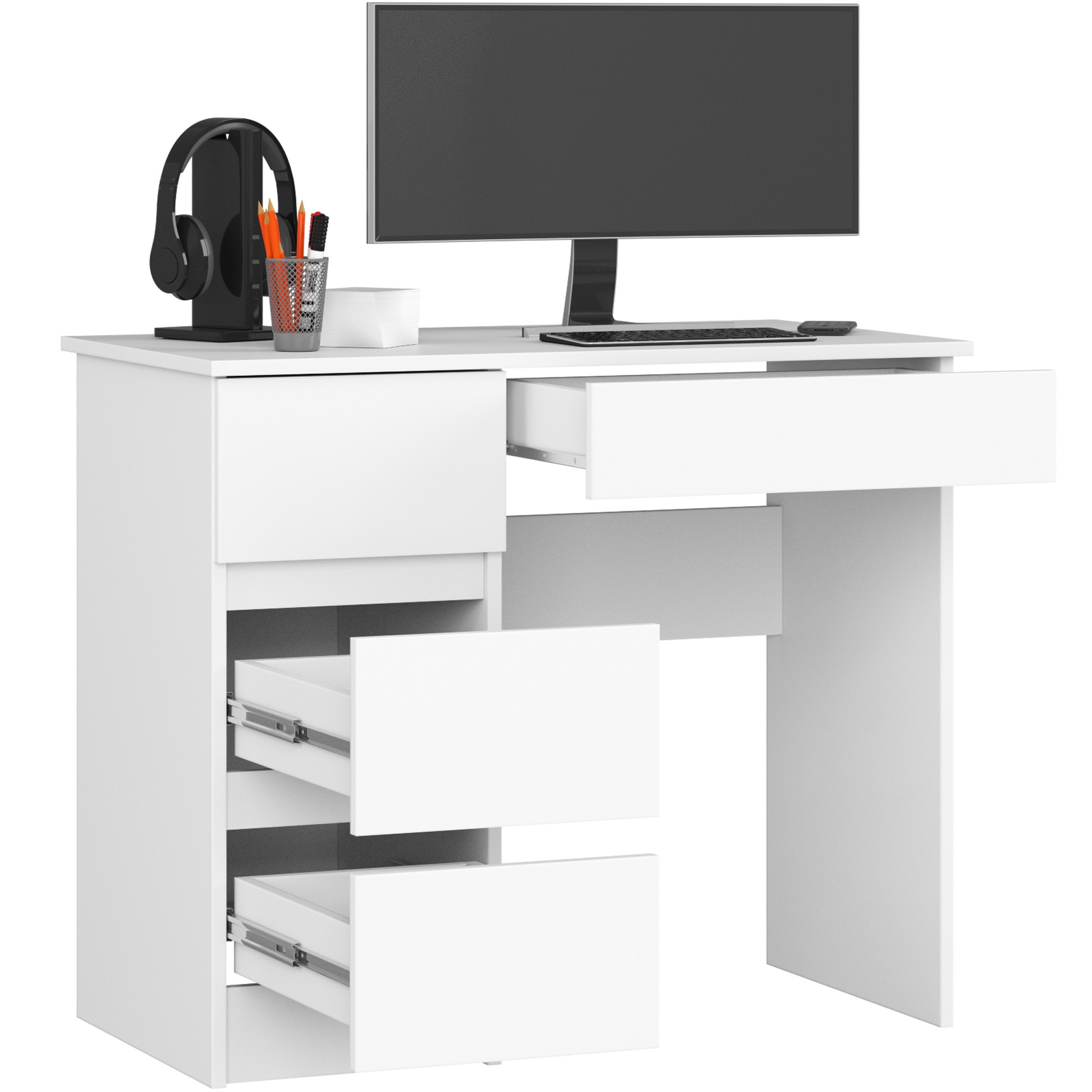 Ak furniture Psací stůl A-7 90 cm bílý levý - Obrázek 2