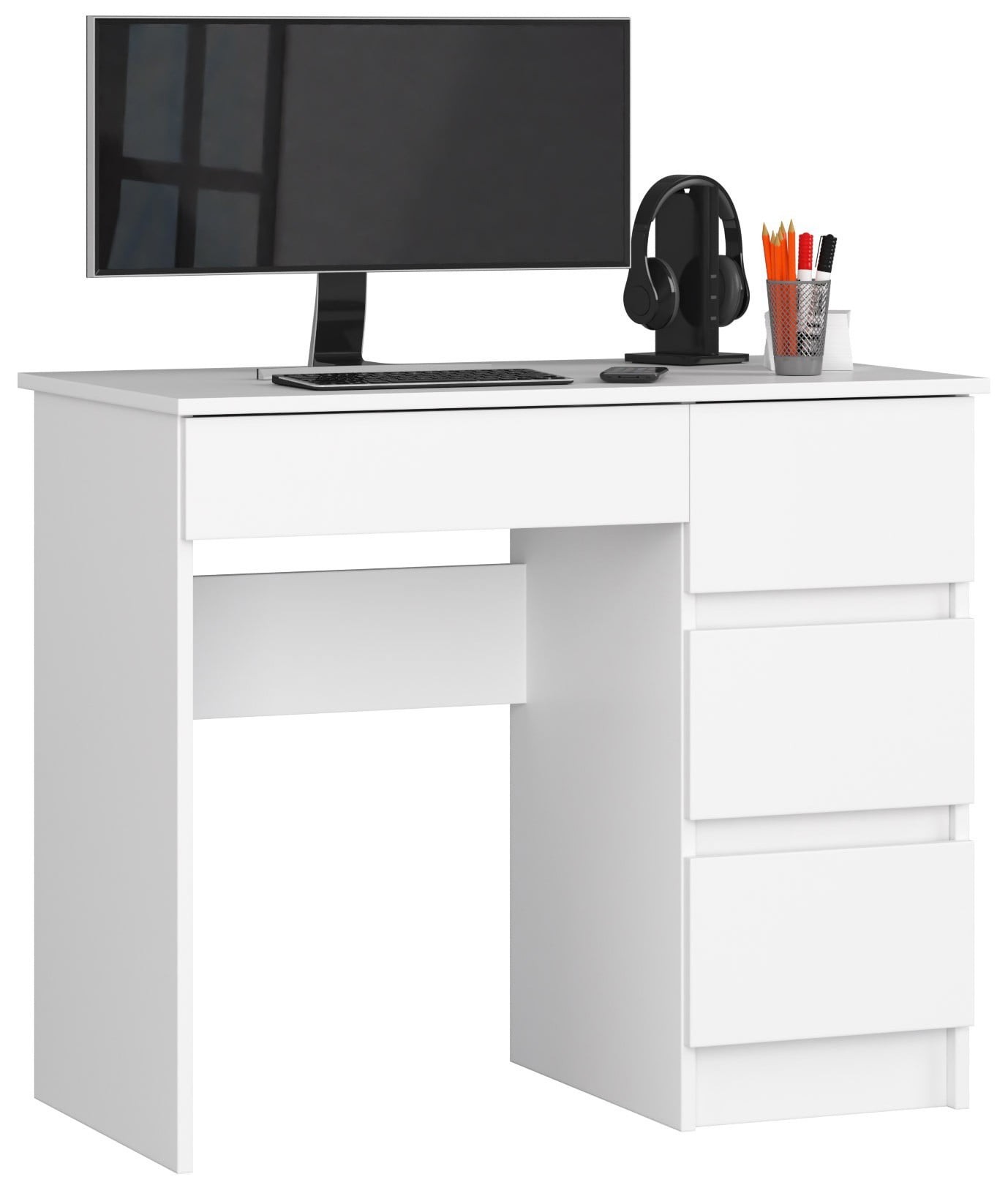 Ak furniture Psací stůl A-7 90 cm bílý pravý