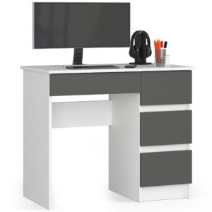 Ak furniture Psací stůl A-7 90 cm bílý/šedý pravý