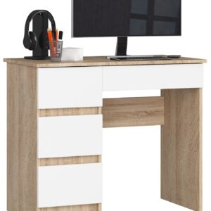 Ak furniture Psací stůl A-7 90 cm dub sonoma/bílý levý