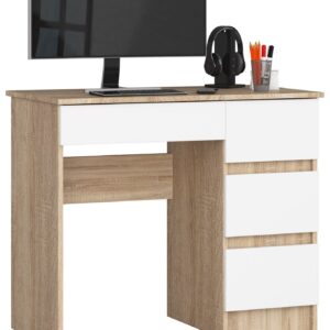 Ak furniture Psací stůl A-7 90 cm dub sonoma/bílý pravý