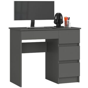 Ak furniture Psací stůl A-7 90 cm grafitový pravý