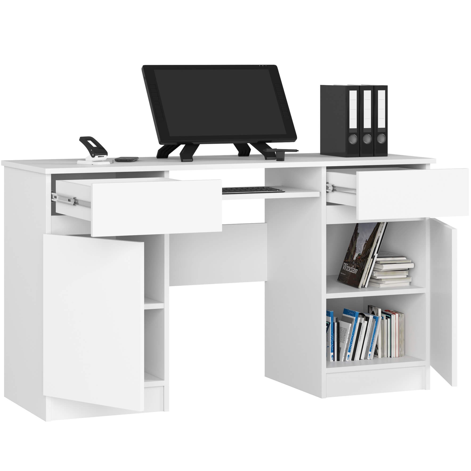 Ak furniture Psací stůl A5 135 cm bílý - Obrázek 2