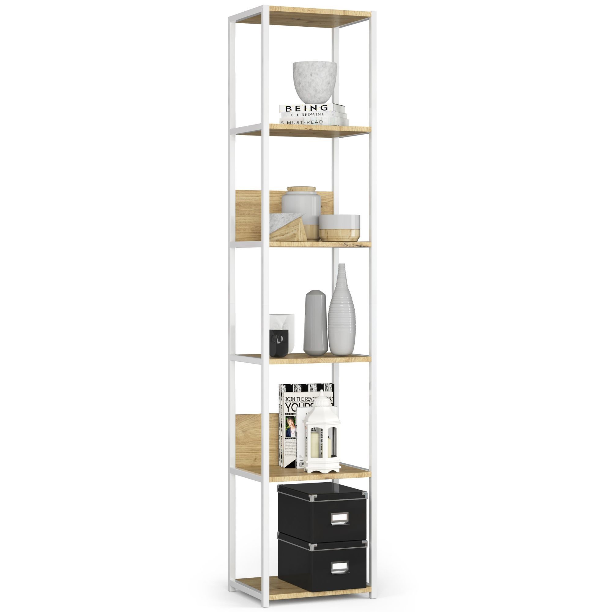 Ak furniture Regál LOFT 40 cm bílý/dub artisan