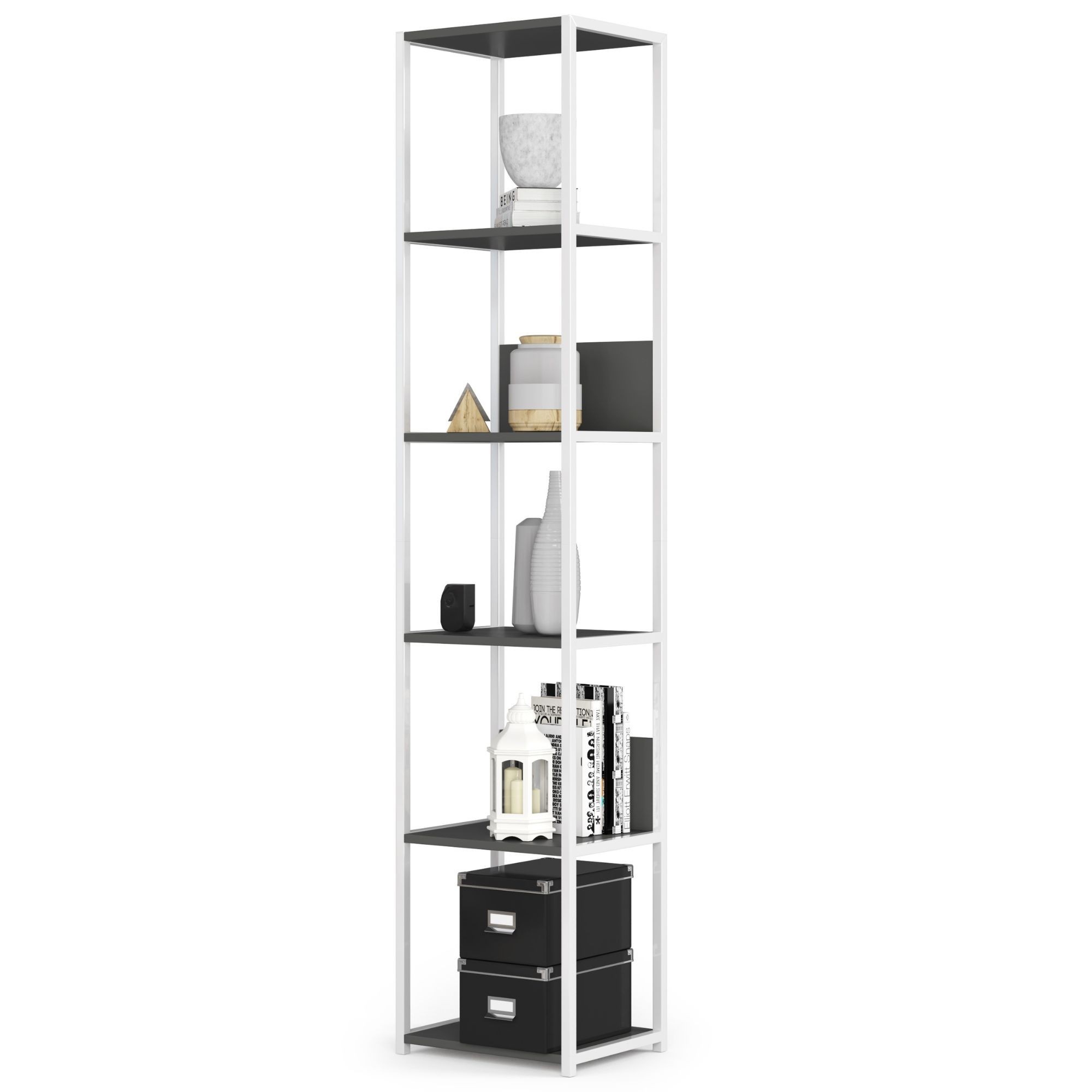 Ak furniture Regál LOFT 40 cm bílý/šedý - Obrázek 2
