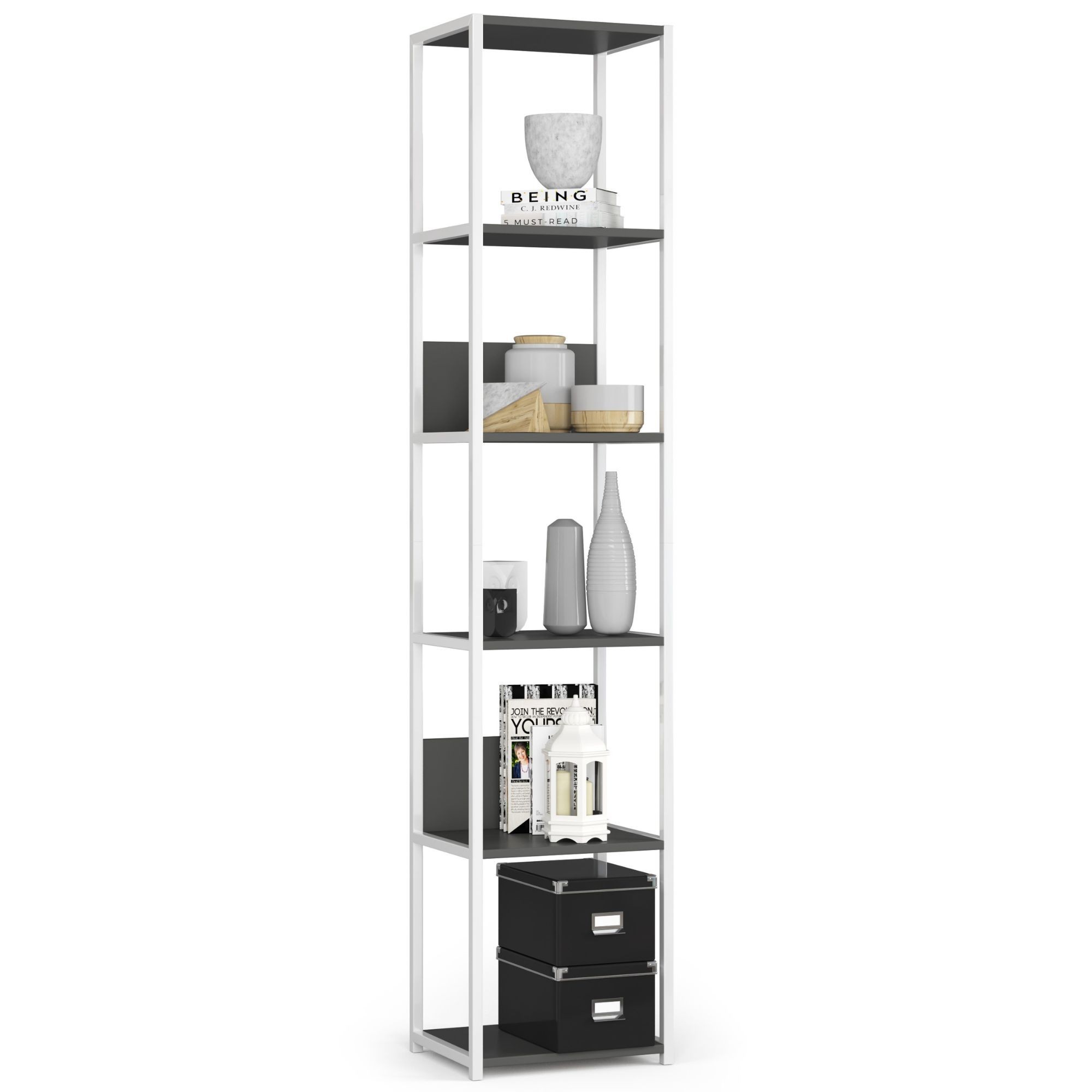 Ak furniture Regál LOFT 40 cm bílý/šedý