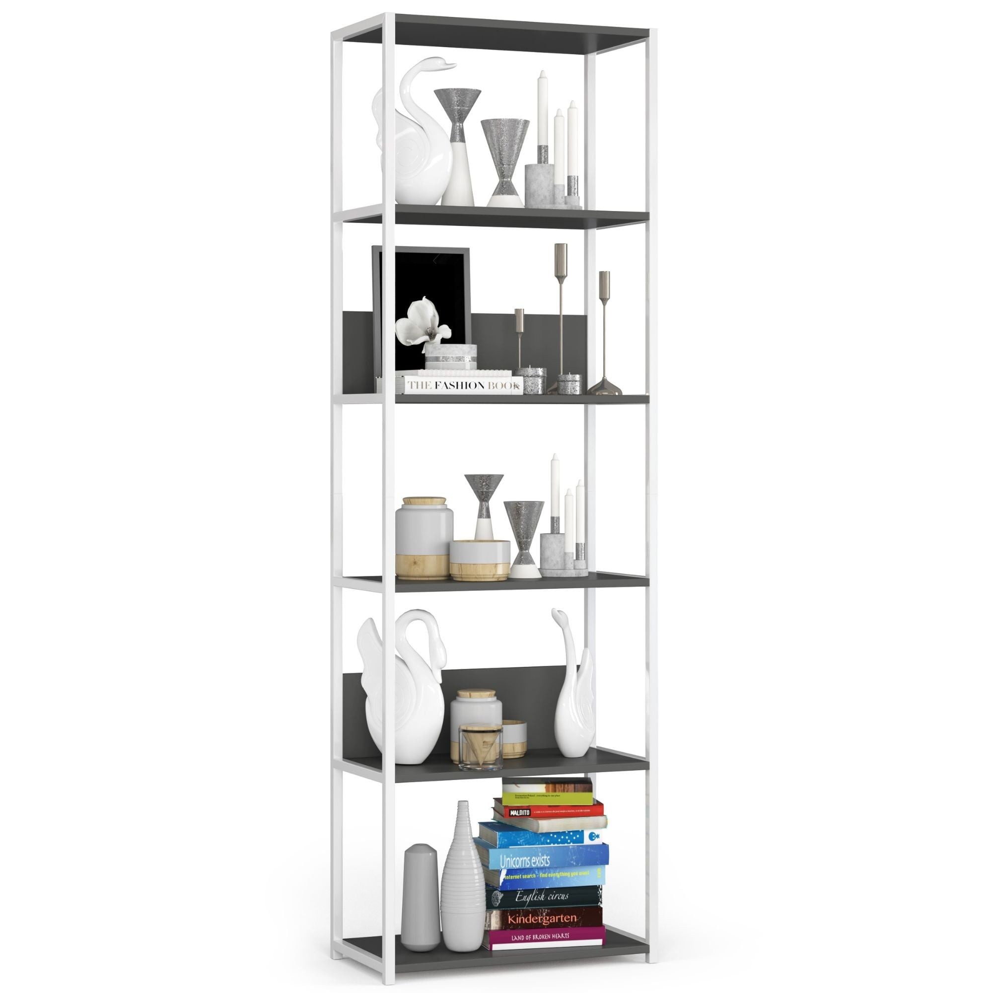 Ak furniture Regál LOFT 60 cm bílý/šedý