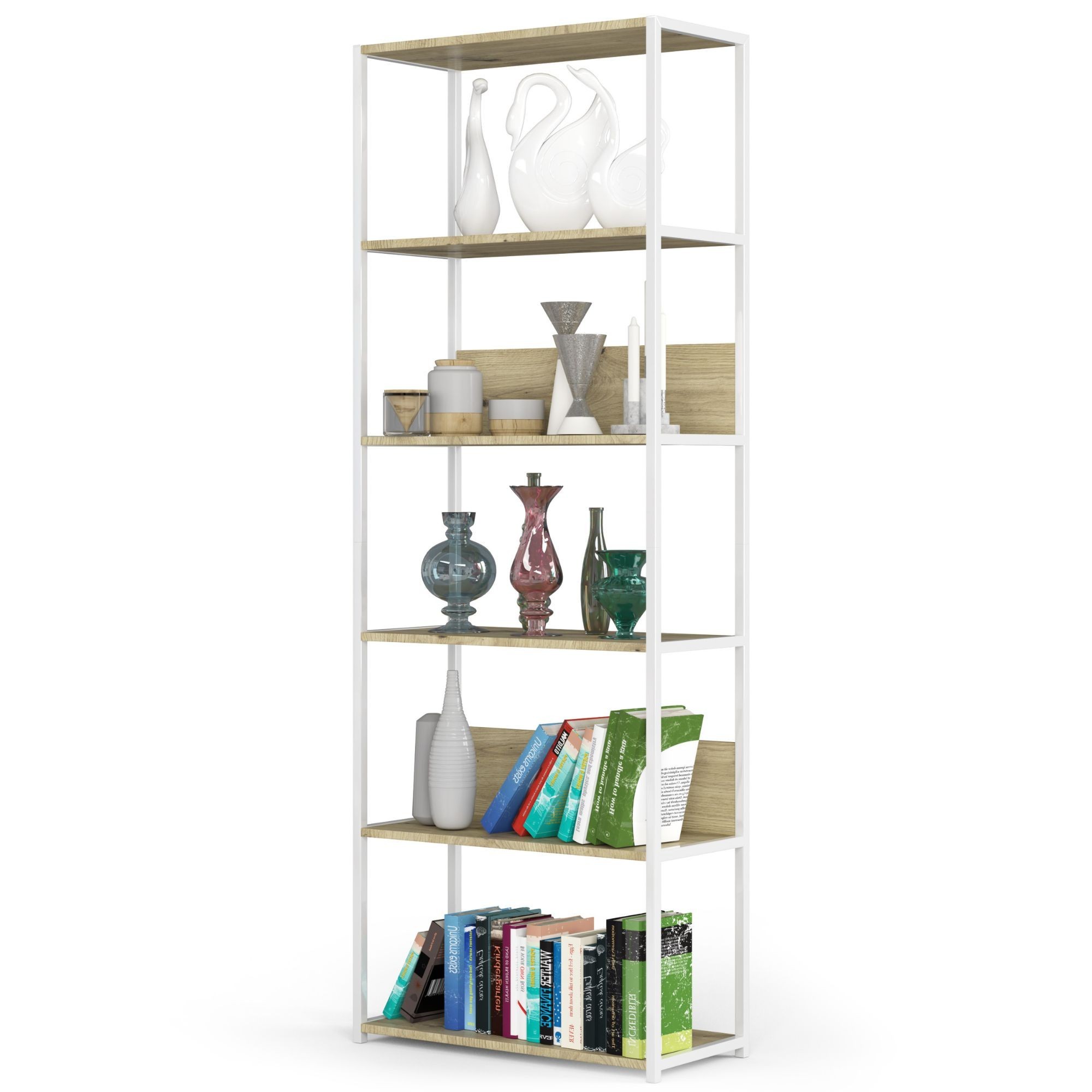 Ak furniture Regál LOFT 70 cm bílý/dub artisan - Obrázek 2