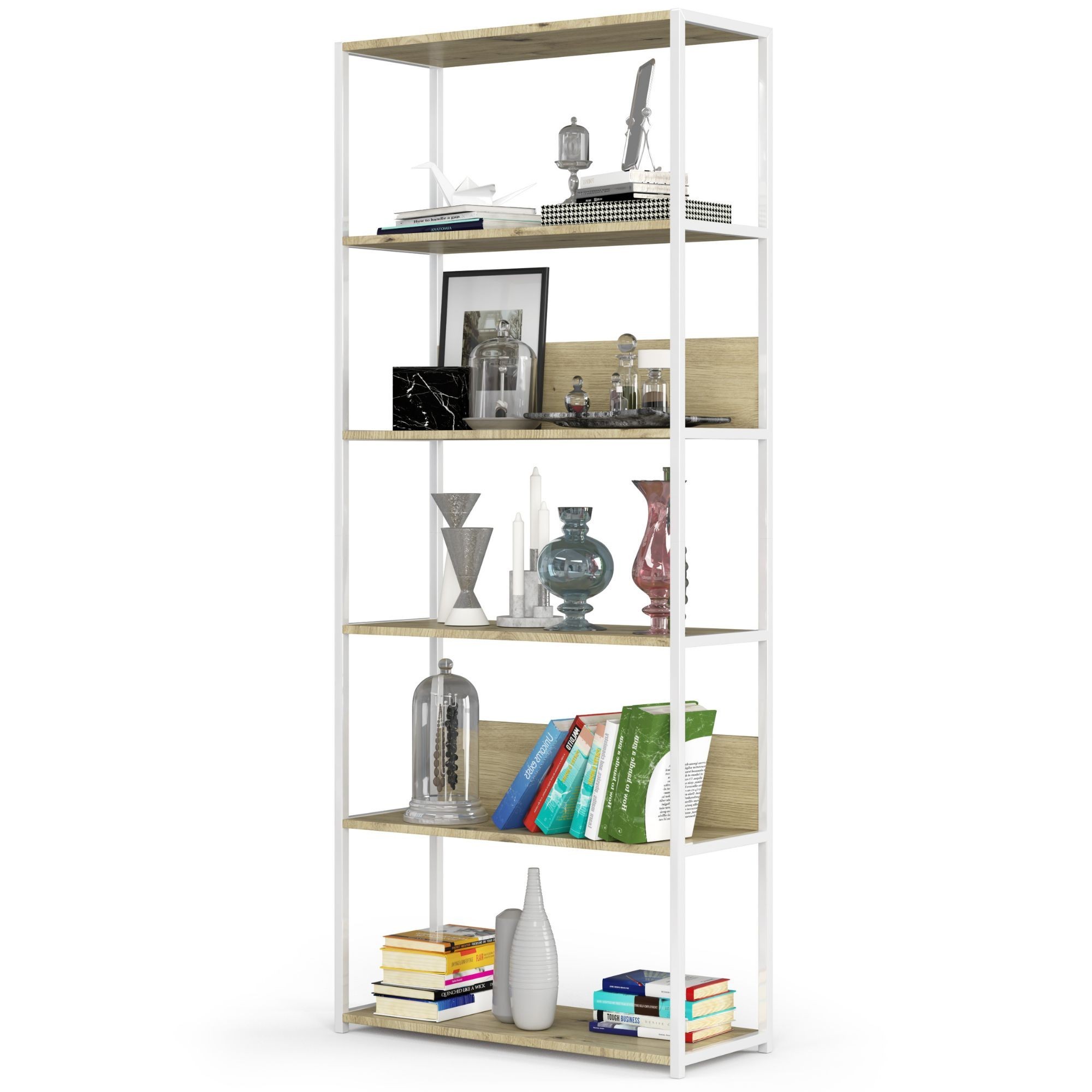 Ak furniture Regál LOFT 80 cm bílý/dub artisan - Obrázek 2
